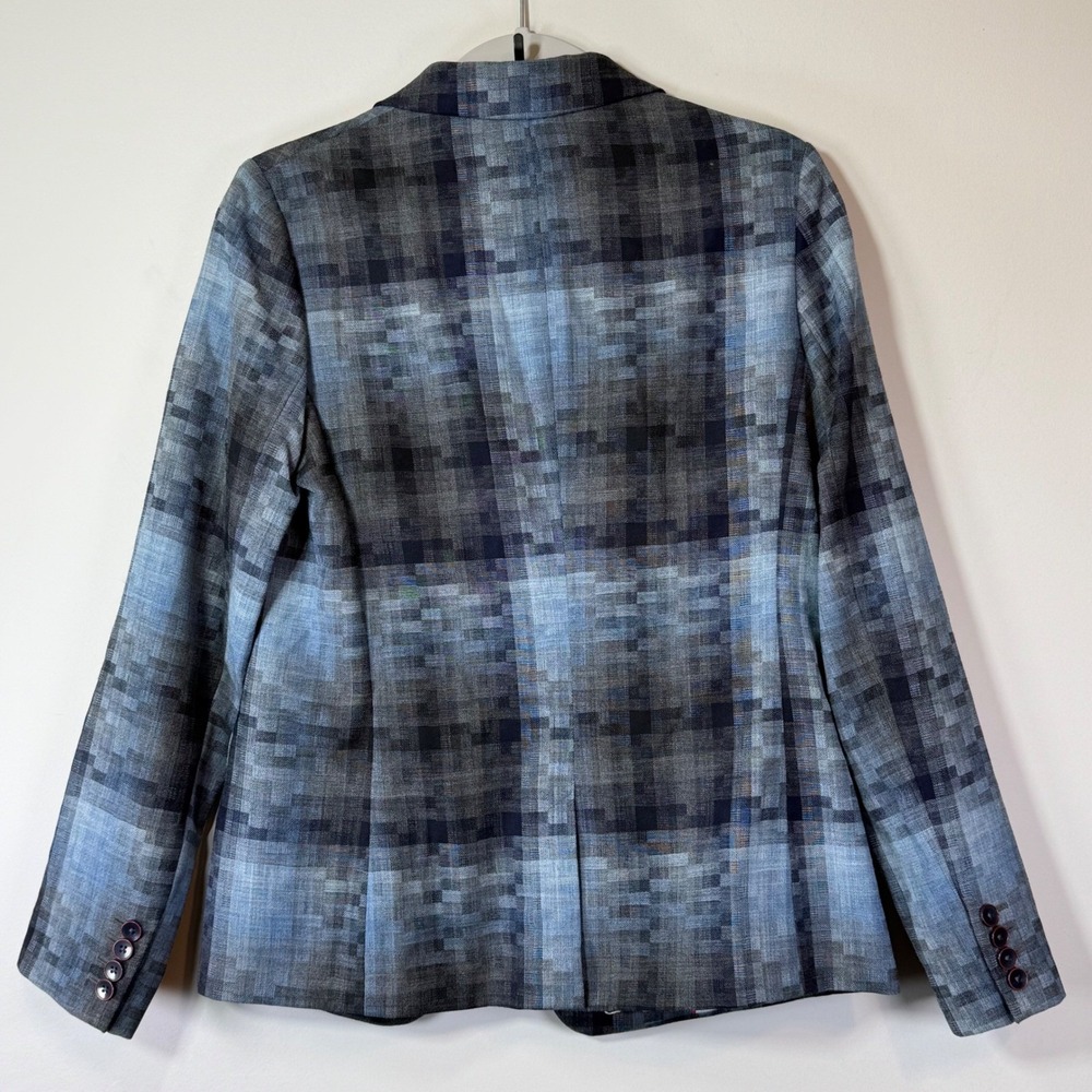 Paul Smith Pixel Plaid Wool Blazer Women's 42 M Blue Grey Designer Smart Casual - Picture 2 of 9